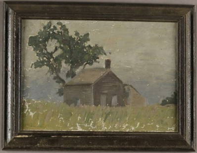 Molly Luce, American (1896-1986) July 1917, Landsc: Molly Luce, American (1896-1986) July 1917, Landscape with house, signed Molly Luce 17, L.L. Oil on canvas, 10 in. x13 3/4 in. framed. Portrait and landsca