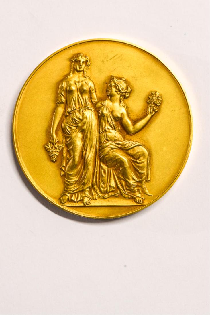 14K GOLD MASSACHUSETTS HORTICULTURAL SOCIETY MEDAL: Engraved: Mrs. Lester Leland for Old Fashioned Garden, March 25, 1930; 2.950 Troy ounces