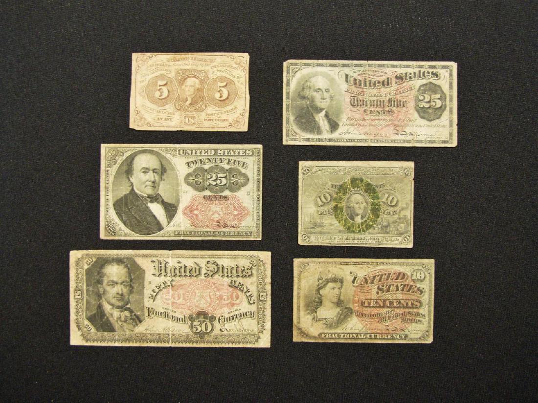 (6) GROUP LOT UNITED STATES FRACTIONAL CURRENCY (1 of 2)