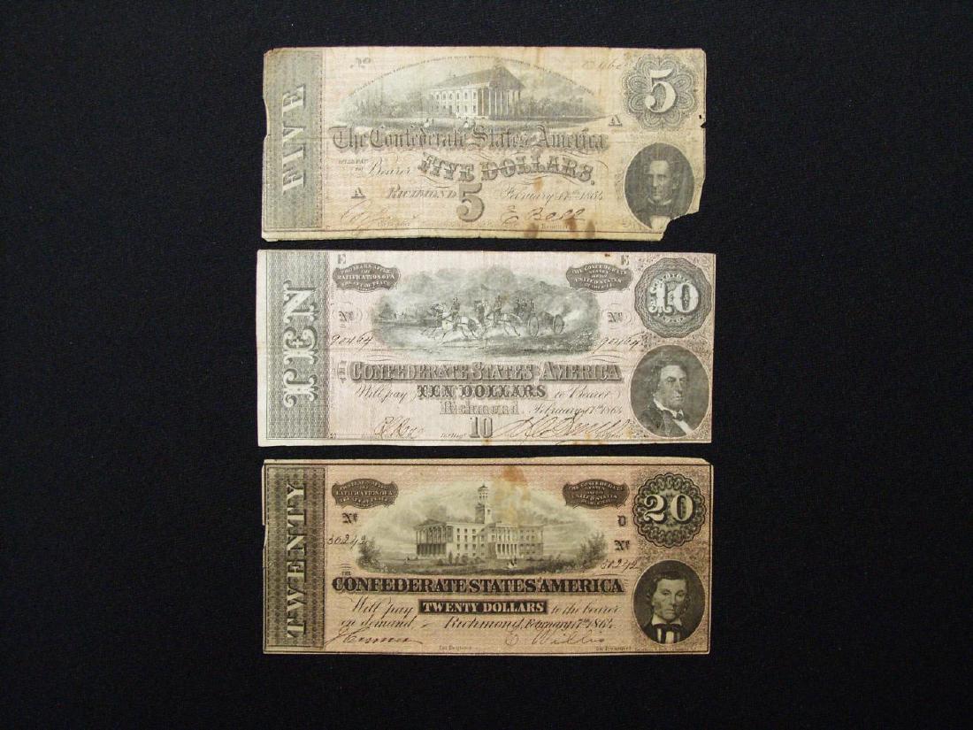(3) GROUP LOT, CONFEDERATE STATES OF AMERICA NOTES (1 of 2)