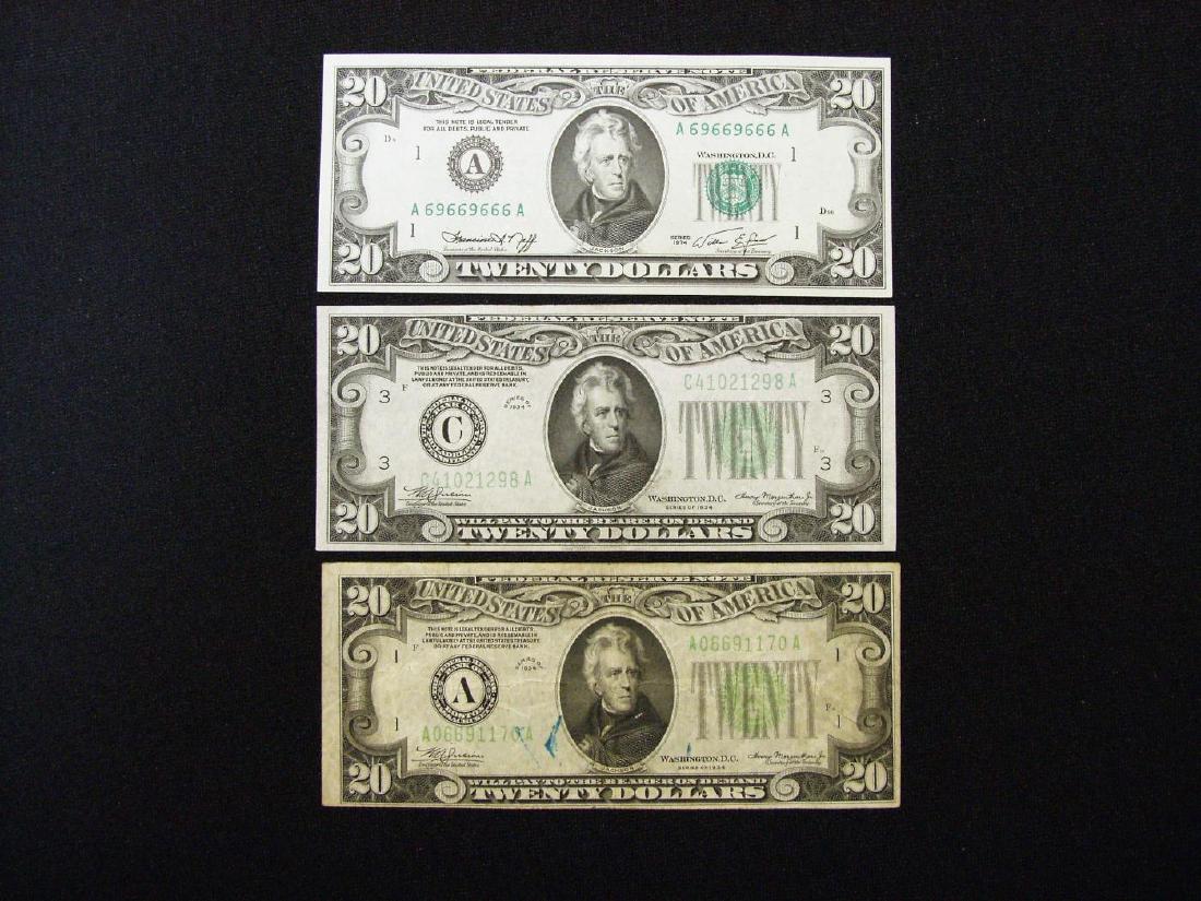 (3) UNITED STATES FEDERAL RESERVE $20 NOTES (1 of 2)