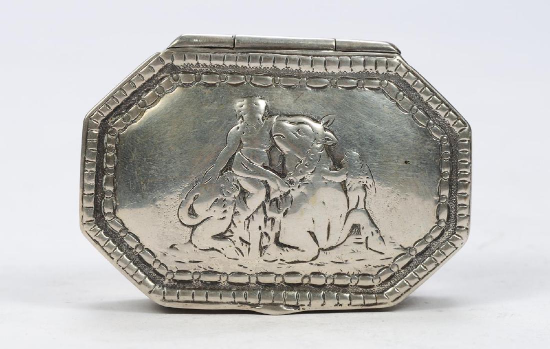HINGED OCTAGONAL SILVER BOX w/ MYTHOLOGICAL FIGURE (1 of 6)