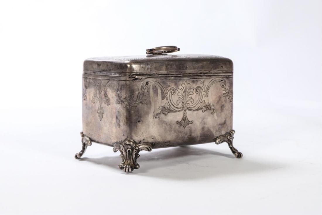 (18th /19th c) STERLING SILVER LOCKING TEA CADDY (1 of 8)