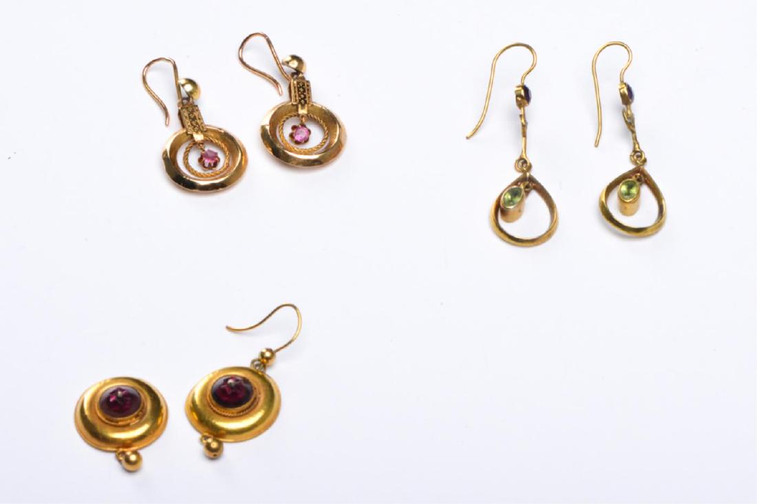 (3) PAIR OF 14k GOLD VINTAGE AND ANTIQUE EARRINGS (1 of 15)