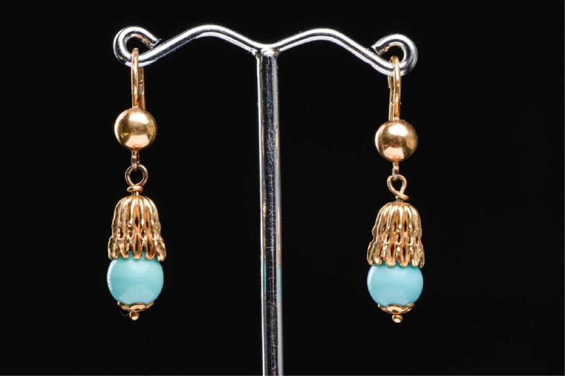 18K GOLD & TURQUOISE CONTEMPORARY EARRINGS (1 of 3)