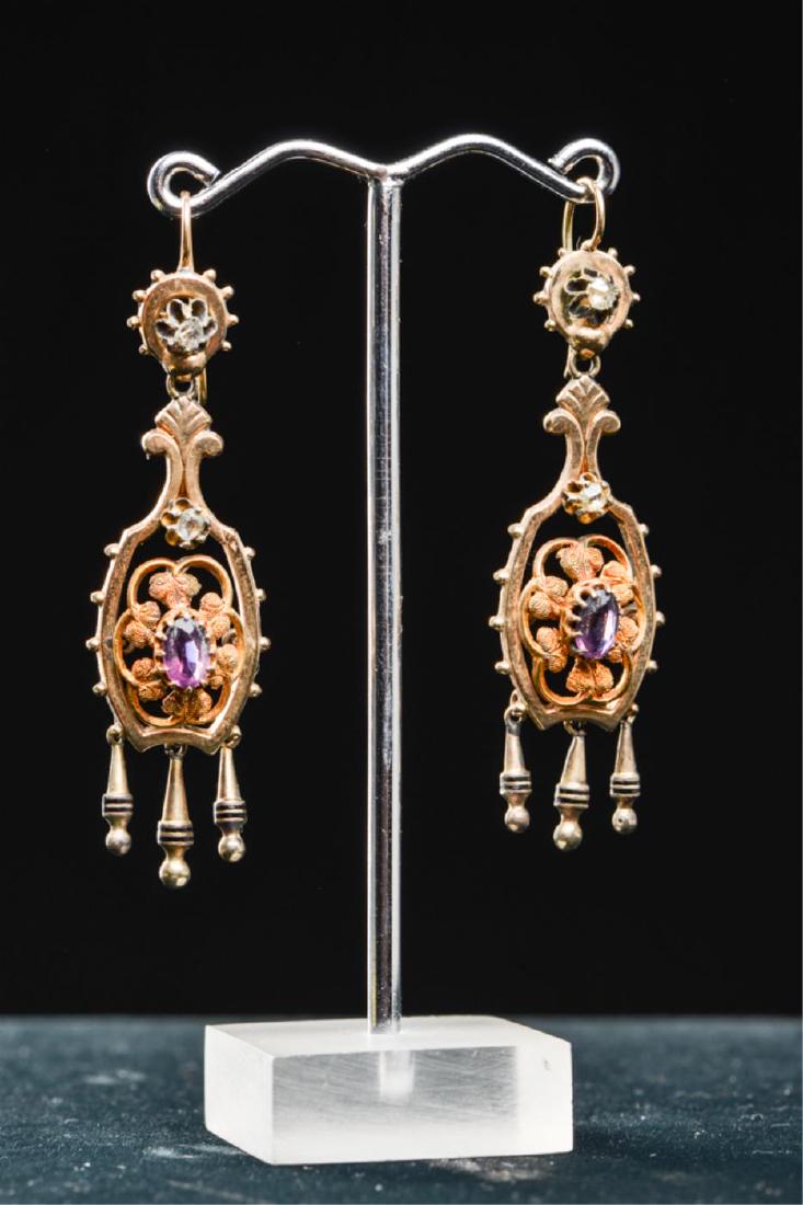 PAIR OF VICTORIAN 14K GOLD & AMETHYST EARRINGS (1 of 11)