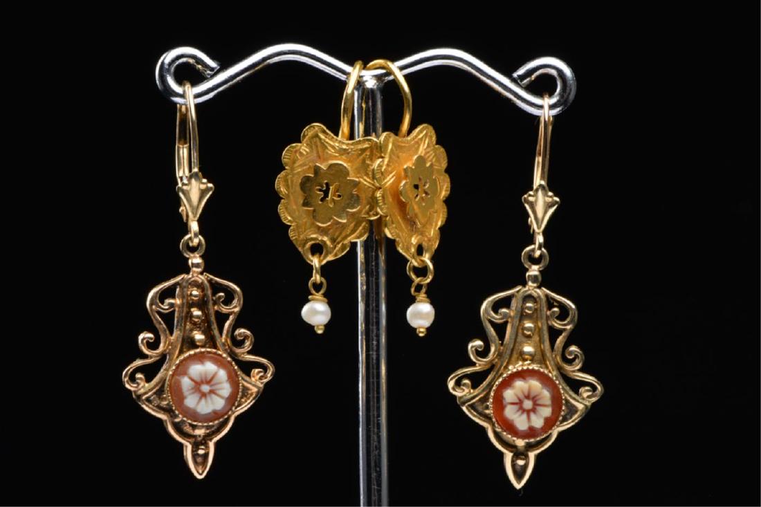 (2) PAIR OF VINTAGE 14k GOLD EARRINGS (1 of 13)