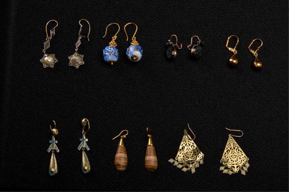 (7) PAIR OF UNDER 10K GOLD AND SILVER EARRINGS (1 of 8)