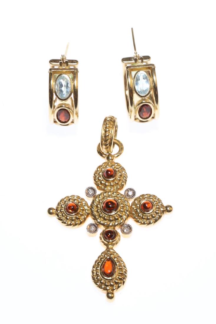 14k GOLD PENDANT and EARRINGS (1 of 4)