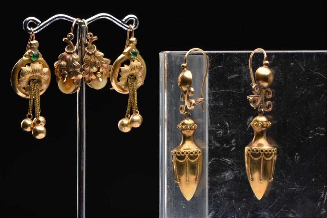 (3) PAIR OF ANTIQUE 14K GOLD EARRINGS (1 of 20)