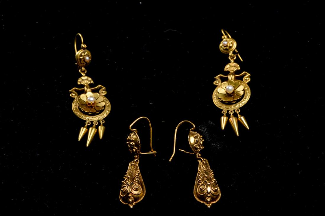 (2) PAIR OF VICTORIAN 14K GOLD EARRINGS (1 of 16)