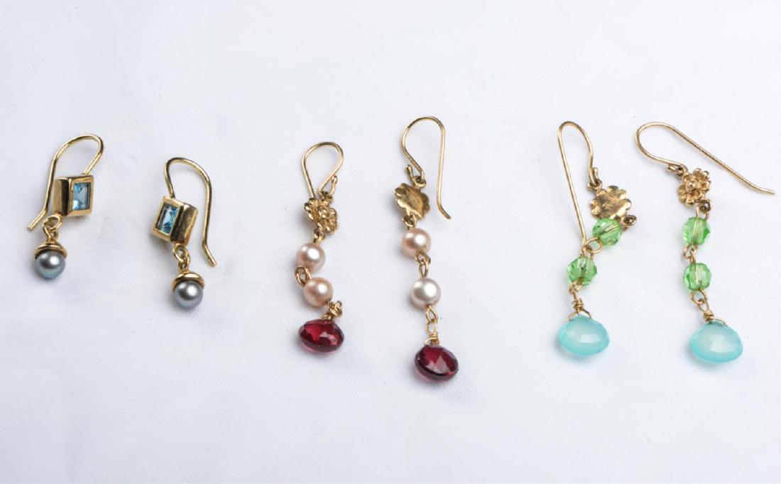 (3) PAIR OF ARTISAN 14k GOLD GEM SET EARRINGS (1 of 11)