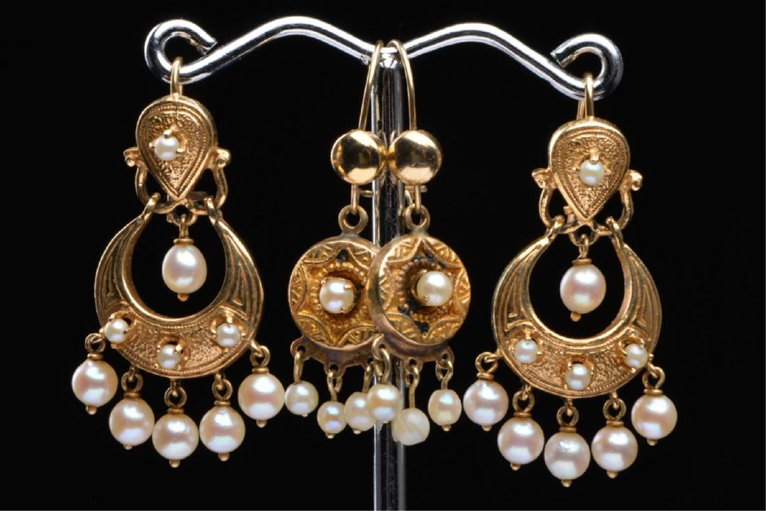 (2) PAIR OF VICTORIAN STYLE 14K GOLD EARRINGS (1 of 13)