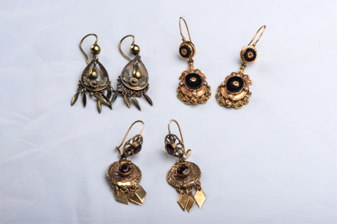 (3) PAIR OF VICTORIAN 14K GOLD EARRINGS (1 of 10)