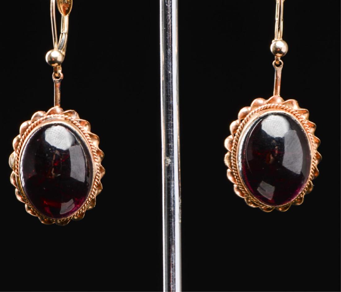 PAIR OF ESTATE 14k GOLD OVAL CABOCHON CUT EARRINGS (1 of 11)