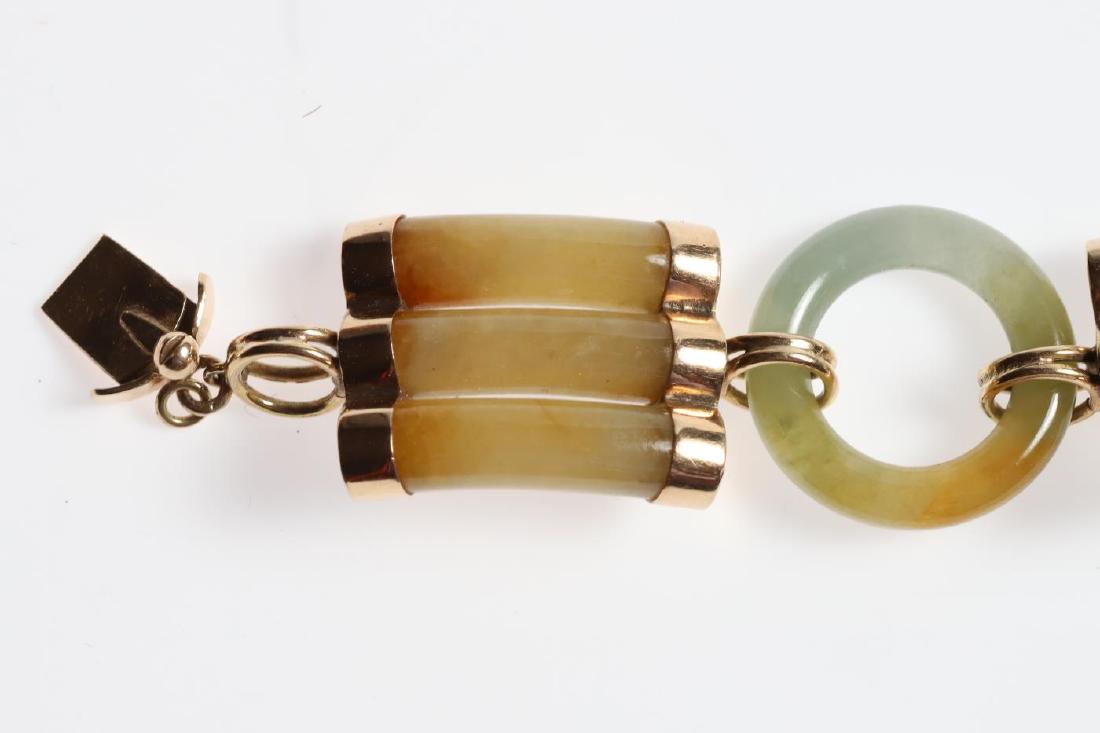 CHINESE 14K GOLD and HARDSTONE BRACELET (1 of 11)