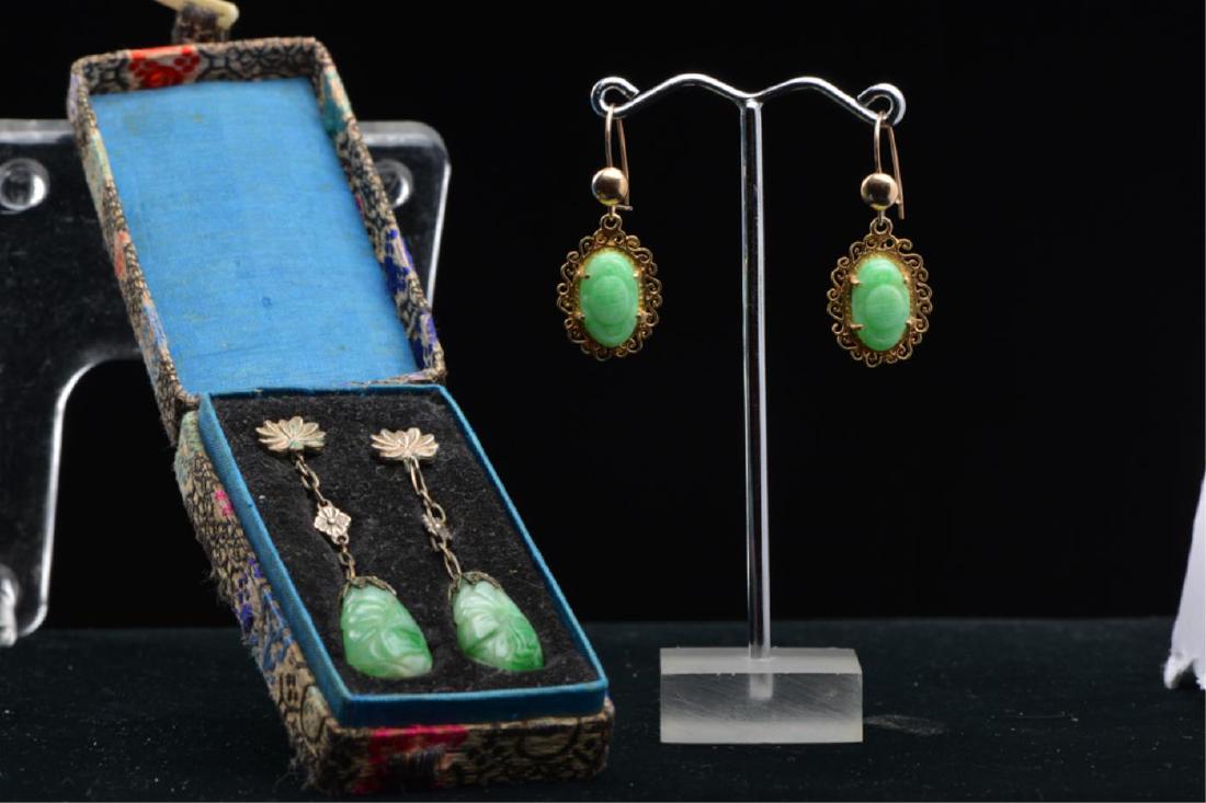 (2) PAIR OF CHINESE JADE EARRINGS (1 of 15)