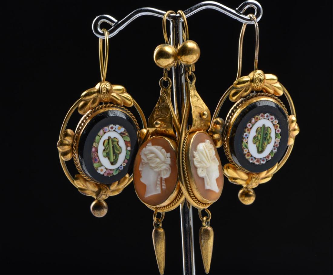 (2) PAIR OF SHELL CAMEO AND MICRO MOSAIC EARRINGS (1 of 9)