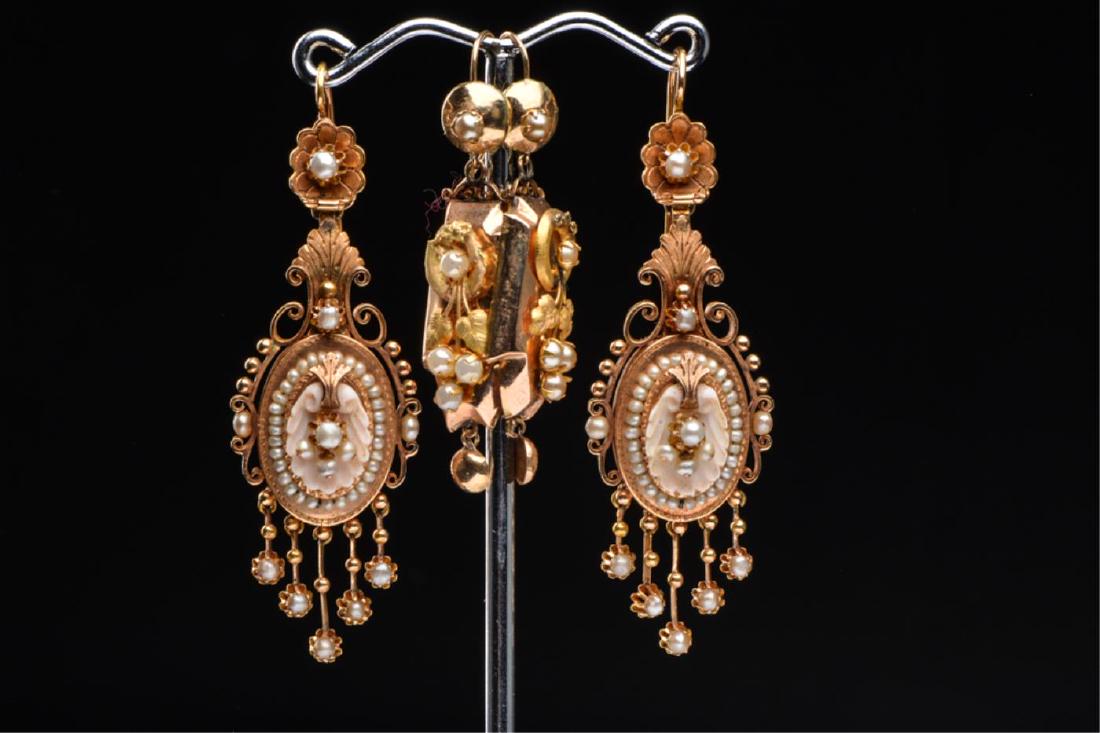(2) PAIR OF VICTORIAN 14K GOLD EARRINGS (1 of 12)