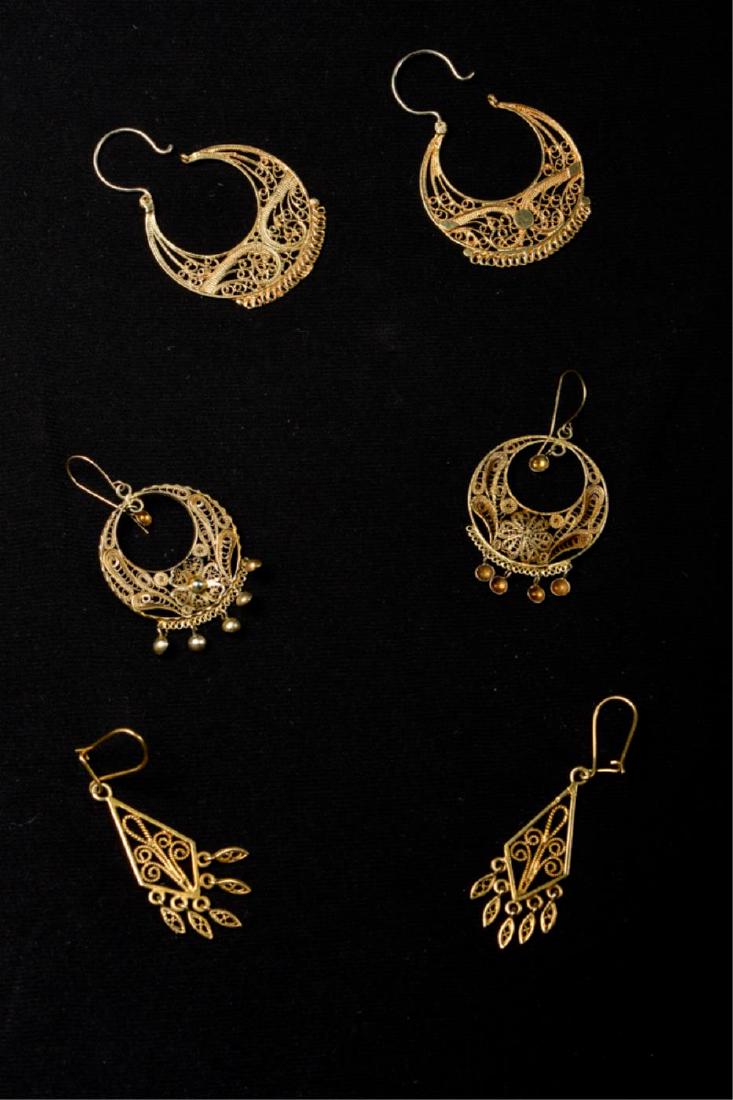 (3) PAIR OF 14k GOLD FILIGREE EARRINGS (1 of 10)