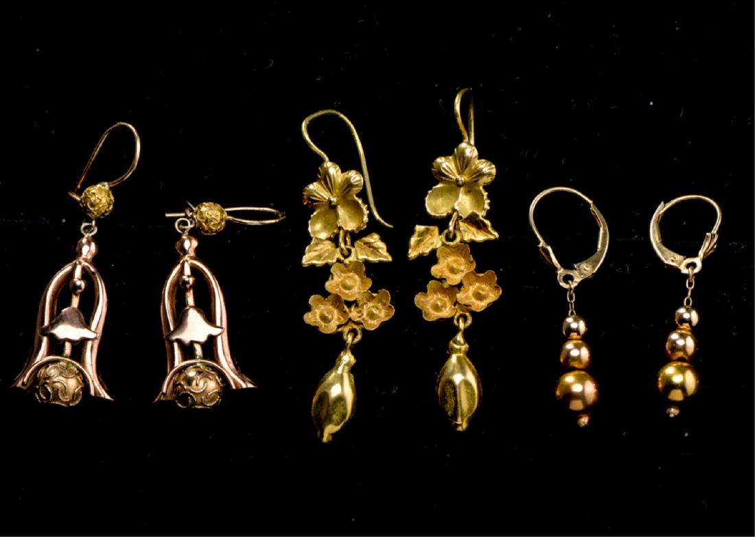 (3) PAIR OF CONTEMPORARY 14k GOLD EARRINGS (1 of 4)
