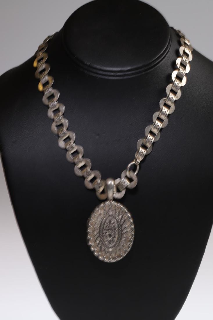 ALUMINUM PERSIAN NECKLACE with LOCKET: 16 inch necklace with 1 3/4 inch locket.