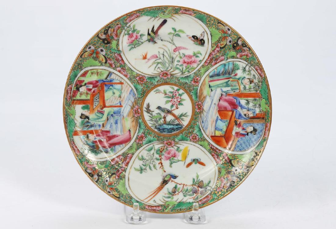 CHINESE ROSE CANTON PORCELAIN PLATE: 8 inches (diameter) Condition: Good Temp No 3005