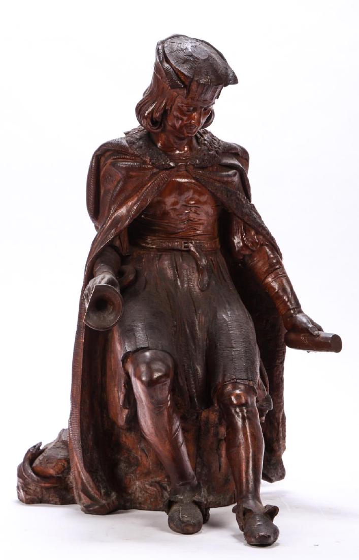(19th /20th c) “EUROPEAN SCHOOL" AZTEC CHIEF: Carved wood. 24 inches. unsigned.