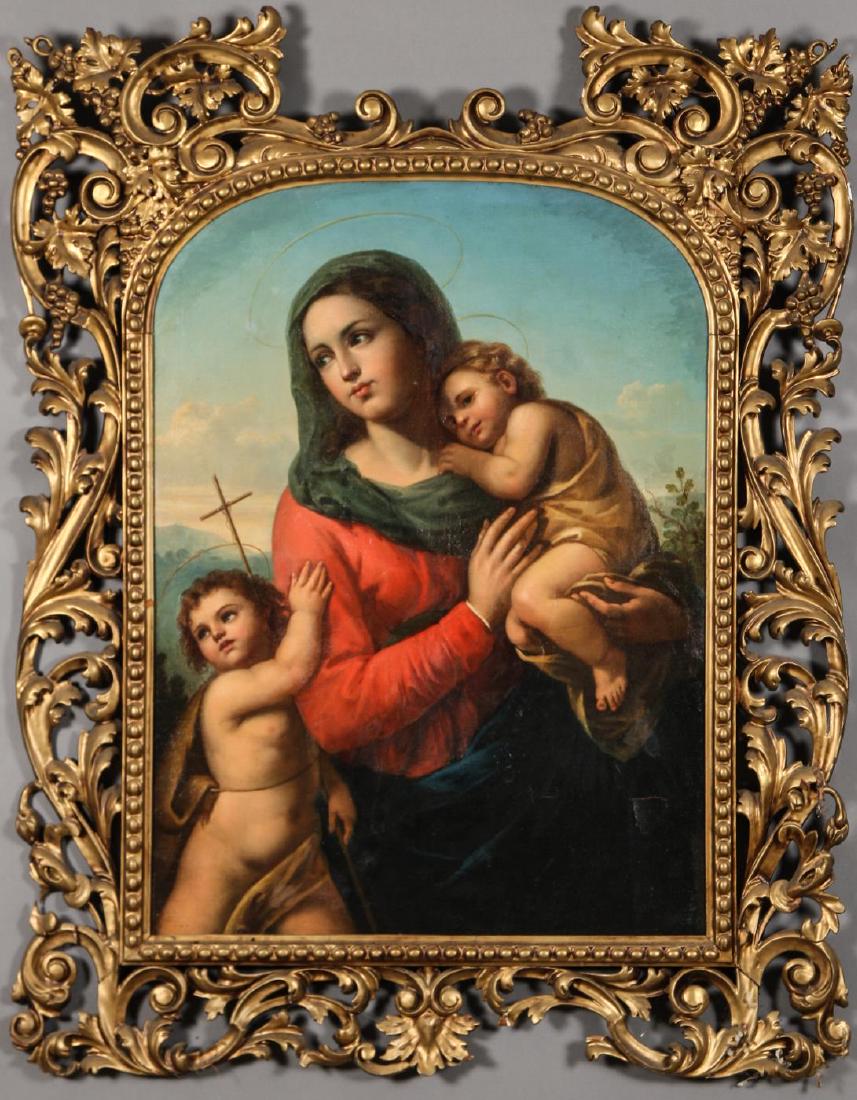 ITALIAN SCHOOL (19th c) MADONNA & CHILD: with young Saint John the Baptist 38 x 28 inches. framed 54 x 42 inches (overall)