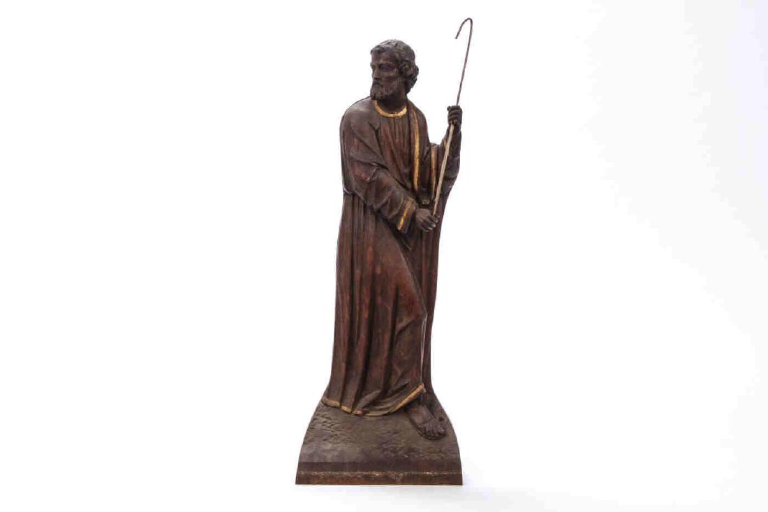 “THE GOOD SHEPHARD” CARVED OAK: Unsigned. 19 inches.