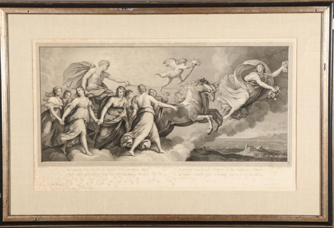 AFTER GUIDO RENI (1575-1642) AURORA: Rome calligraphy press, Raphael Morghen, Rome. 20 x 36 inches (plate). framed 31 x 47 inches (overall)