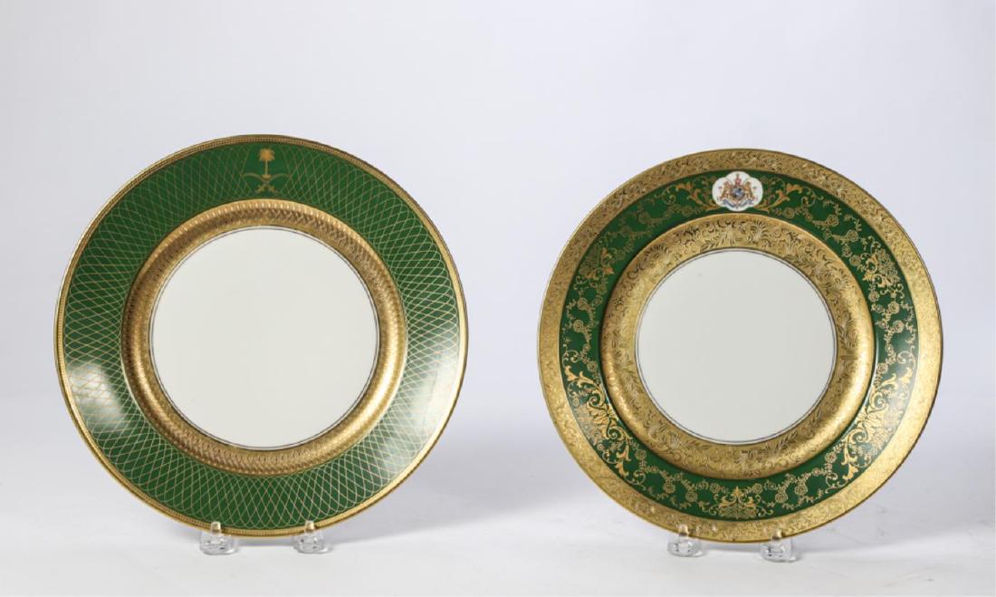 (2) ROSENTHAL SELB PLOSSBERG CABINET PLATES: (1) Supplied to Konigshaus, Ibn Saud (Founder and First King of Saudi Arabia). Arabian Decorated. And (1) Supplied to Schahs von Persian (Mohammad Reza Pahlavi) 9 7/8 inches.