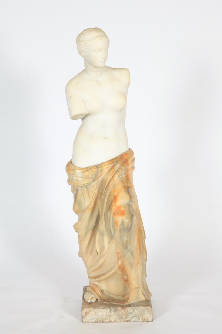 (19th c) ITALIAN SCHOOL VENUS DE MILO STATUETTE: Incorporating (2) contrasting marbles. unsigned. 35 inches.