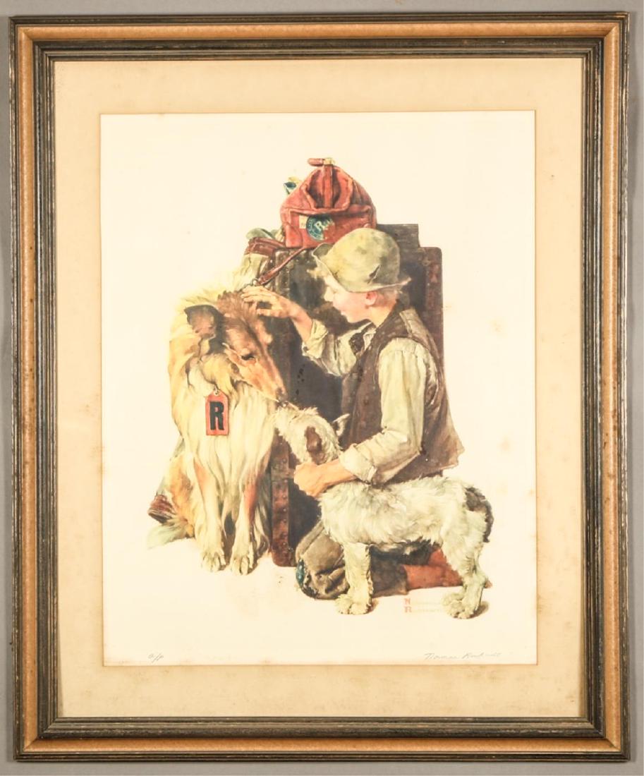 NORMAN ROCKWELL (1894-1978): "Making Friends" lithograph in colors 26 x 1/4 x 18 inches (image). signed and numbered in pencil 104/200. framed 39 1/2 x x 32 inches (overall) Condition: Good Temp No 5881