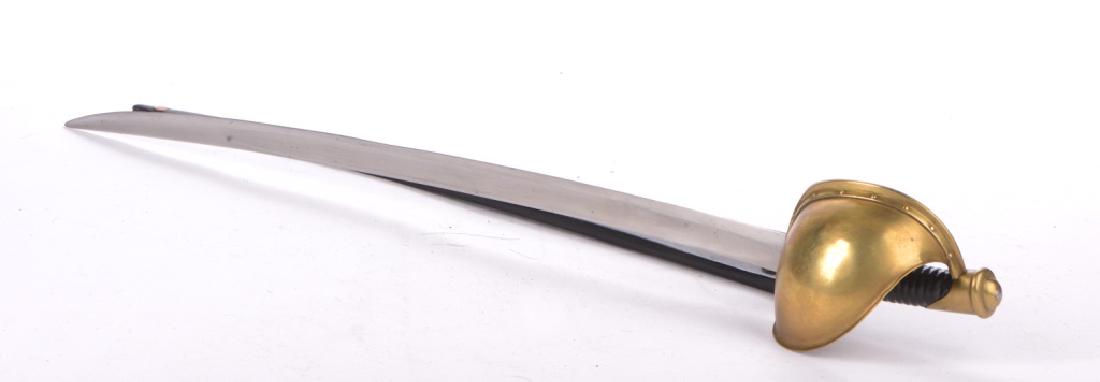 CIVIL WAR USN 1862 AMES CUTLASS: Stamped on ricasso, has riveted scabbard, blade, 26 inches, overall 32 inches