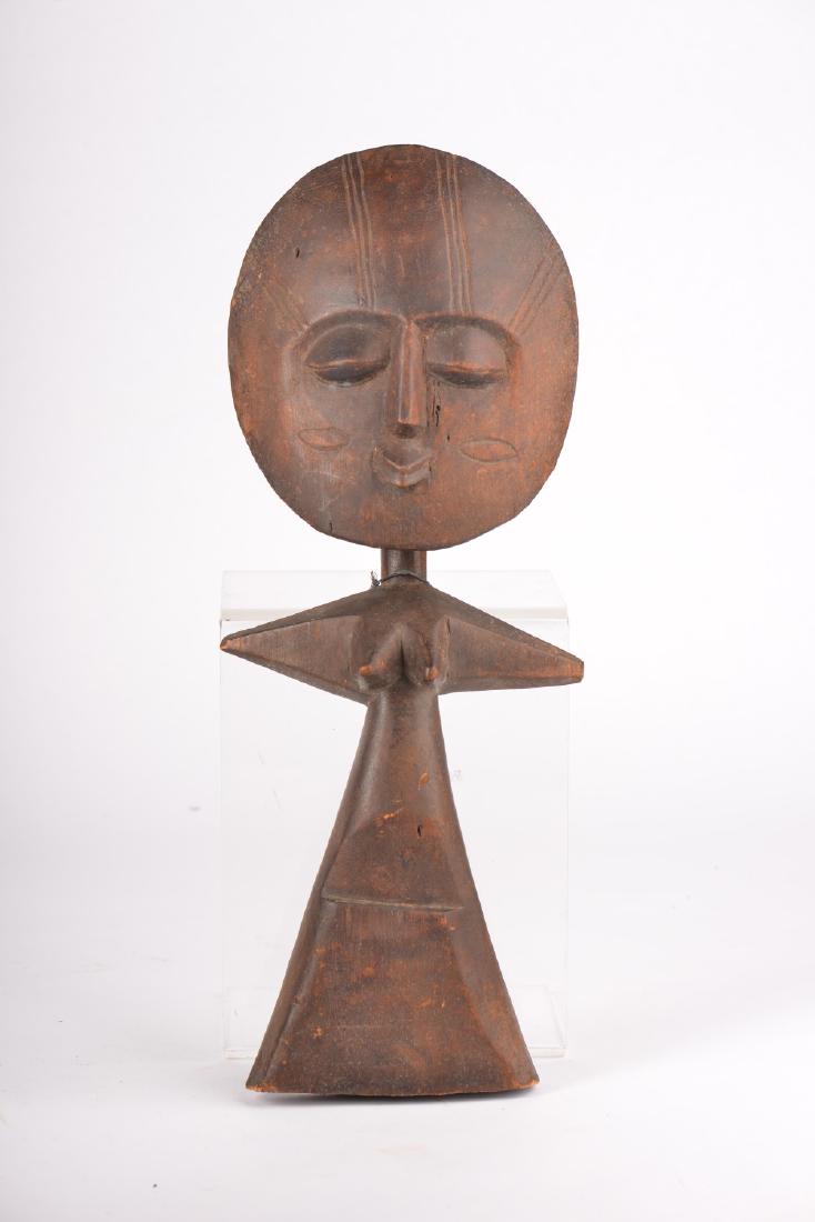 AFRICAN ASHANTI TRIBE CARVED FERTILITY GODDESS: Carved wood. 22 inches.