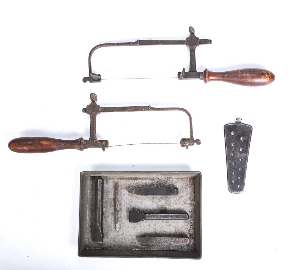 SAFFORD JEWELERS RETAILER'S STAMPS ETC: Retail stamps "Safford and Lunt", "Pat Pend", "Coin", and "Moulton and Lunt". a punch, gauge and (2) hack saws. Jeweler William H. Safford founded Safford's Jewelers in Newburyport in 1870. This colle