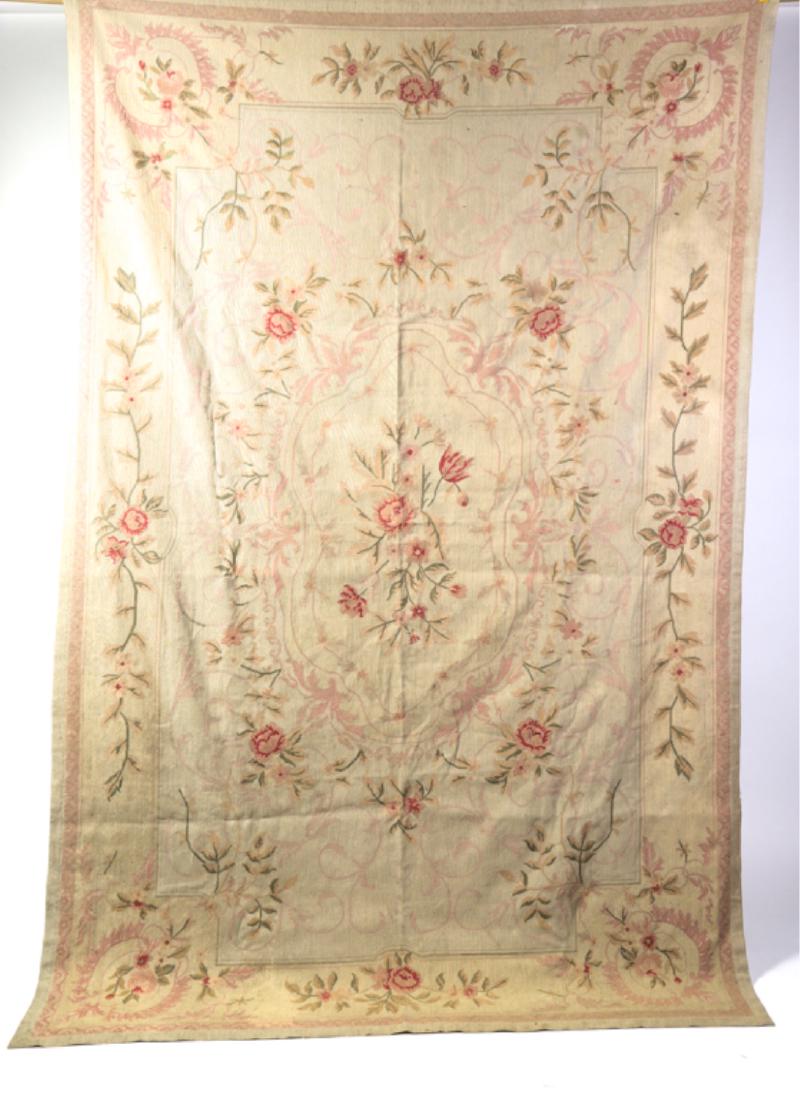 AUBUSSON CARPET WITH FLORAL MOTIF: Wool. 6 x 9 feet.