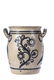STONEWARE STORAGE JAR with COBALT INCISED FLOWERS