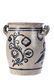 STONEWARE STORAGE JAR with COBALT INCISED FLOWERS - 6