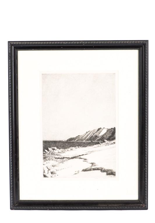 ALBERT WINSLOW BARKER (1874-1947): "Lambert's Cove No.4, 1939" lithograph 13 1/2 x 9 1/2 inches. signed edition of 50. framed 22 x 18 inches (overall)