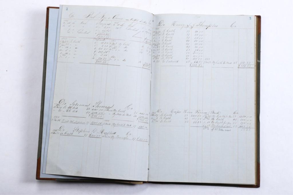 CIVIL WAR ERA CAPT. J. ROCHETSON 1861 "BARK NYE" LEDGER: Double entry book keeping of Frederick Tucker. Capt. J. Rochetson, 1861, Bark Nye with accounts of Sperm oil & whale oil to individuals. Other vessels Cape Horn Pigeon, Mary Frazier, Europa, Globe etc