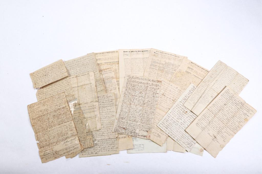 (19th c) DARTMOUTH LAND DEEDS c. 1813-1837: Lot land deeds mostly mid 1800's and earlier. Including: Jonothan Wood, William Tucker, Aliyah Packer, Benjamin Head, Benjamin Allen, David Tucker etc. Provenance: Tucker whaling family of New Bedford