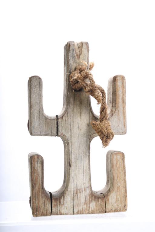 (19th c) MARINE ROPE HOIST: Iron pinned carved and painted wood. 12 x 6 1/2 x 2 inches.