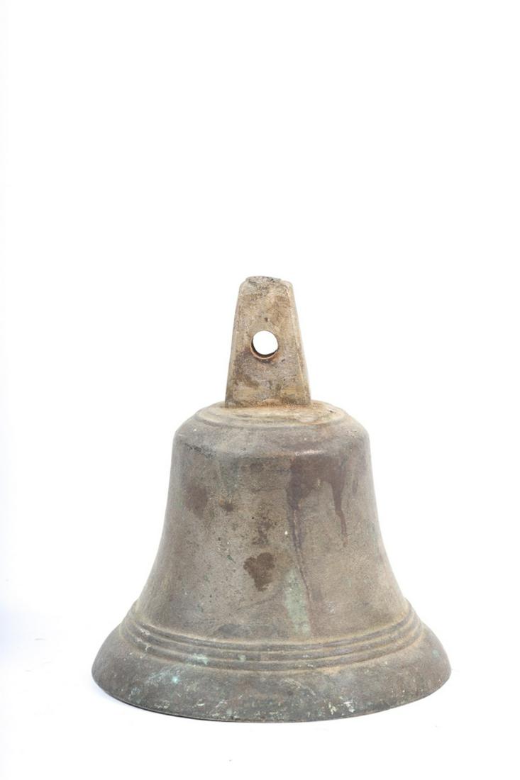 BRASS SHIP'S BELL: BELL, small brass bell. 6 1/2" in diameter. Very nice