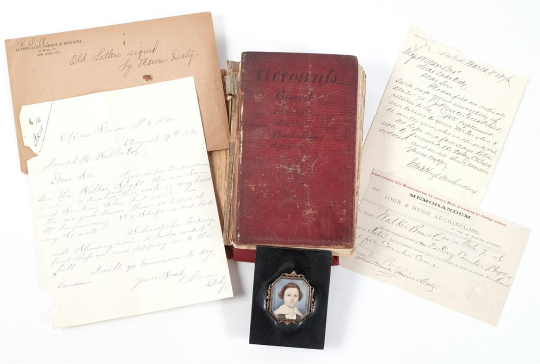 PORTRAIT BELIEVED TO BE OF HENRY BUCK AUCHINCLOSS: Henry Buck Auchincloss (1836-1926) at age (9) by David Gaglier (1807-1873) of Florence, Italy dated 1845. Displayed in a period gold frame tested to 10k-14k with beveled glass and set into a modern ca