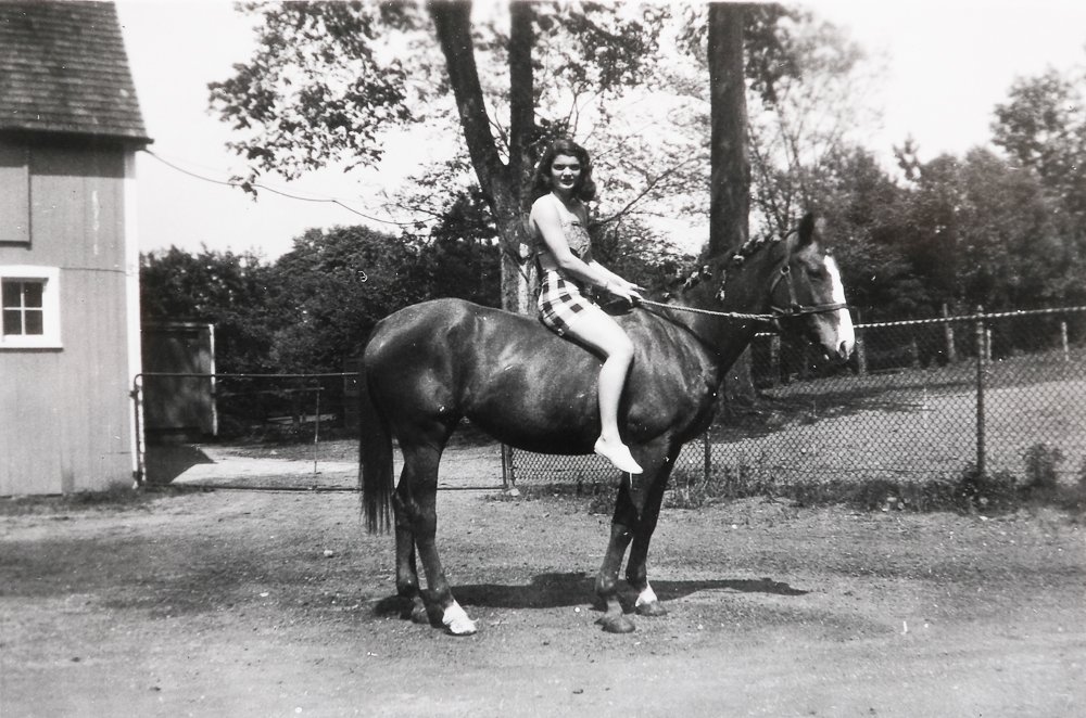 TEENAGER JACKIE BOUVIER & DANSEUSE c.1940: c1940 unpublished black and white photograph. 3 x 4 1/4 inches. Provenance: Hammersmith Farm, Newport, Rhode Island