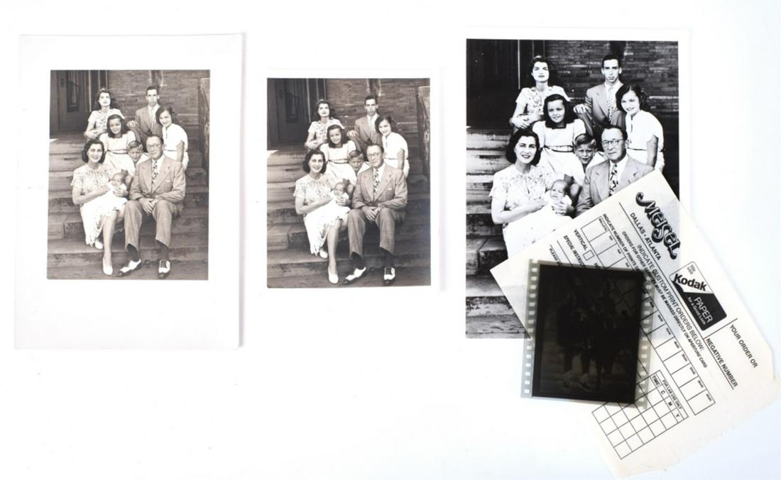 AUCHINCLOSS FAMILY PHOTOGRAPHS by LLOYD S. PAULEY: Merry Christmas from Hugh and Janet Auchincloss Hammersmith Farm, 1945, "Jackie, Yusha, Nina, Lee, Tommy, Janet, Hugh and infant Janet. (Jamie, had not yet been born) Together with a period duplicate