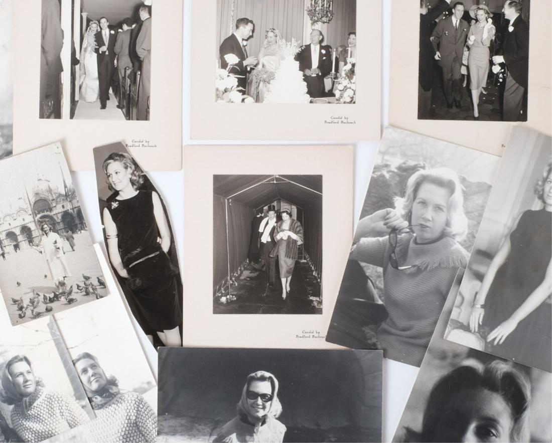 YUSHA AUCHINCLOSS MARRIAGE TO ALICE EMILY LYON: Including: (2) Carbon copies of their marriage license dated January 31st, 1958, (4) Mounted wedding photographs by Bradford Bachrach, (8) black and white photographs of Alice pulled from an album and