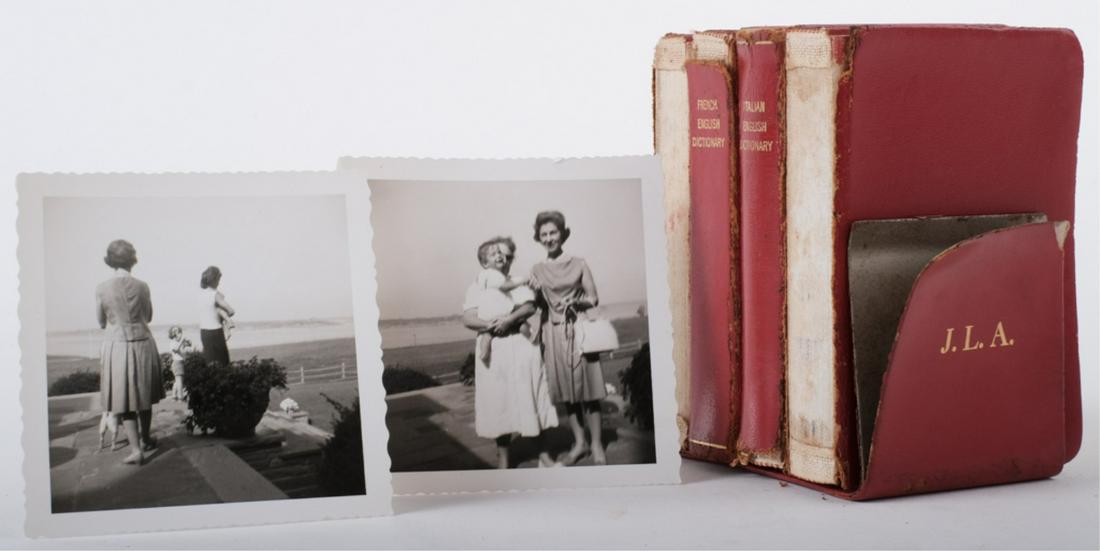 (2) EARLY SNAPSHOTS of JACKIE JOHN JOHN & CAROLINE: Including: The First Lady, Jackie holding John John, Caroline and her mother Janet. The second photo is of John John being held by Nanny Maud Shaw next to John John's grandmother Janet Lee Bouvier Auc